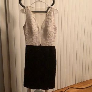 White and Black Crochet Detail Dress